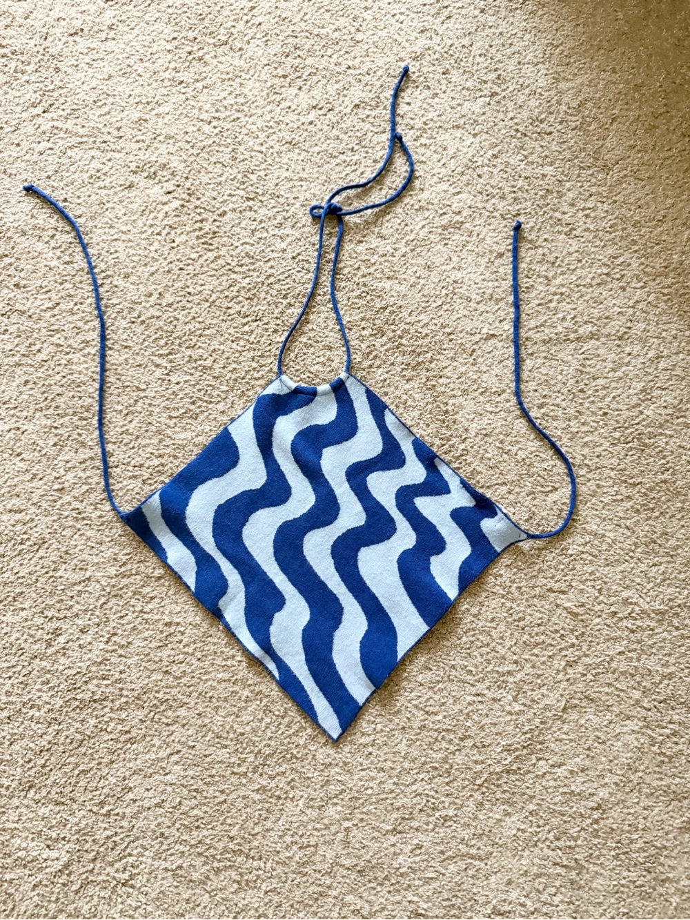 Debut Blue Wave Knit Bandana Top Size S